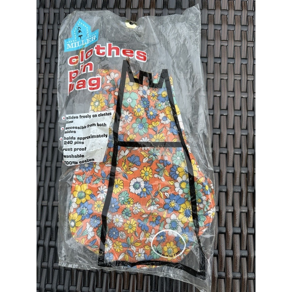 Vintage Miller floral Clothes Pin Bag With Hanger Deadstock new in bag